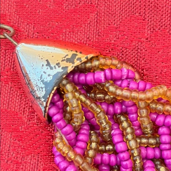 Bib Choker PreOwned. Braided Purple Bronze Resin Beads 9”+1” ext Adorable - Picture 7 of 7